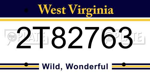 2T82763 West Virginia License Plate