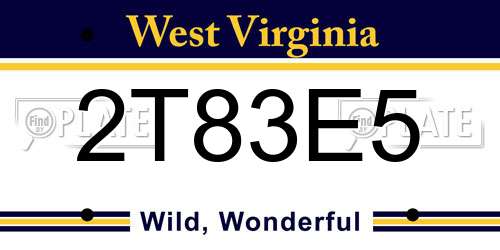 2T83E5 West Virginia License Plate
