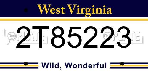 2T85223 West Virginia License Plate