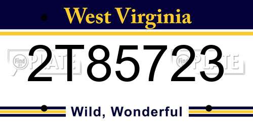 2T85723 West Virginia License Plate
