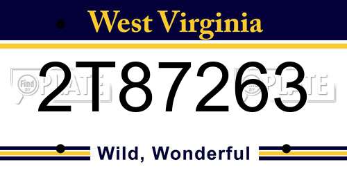 2T87263 West Virginia License Plate