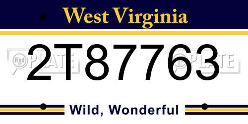2T87763 West Virginia License Plate