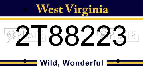 2T88223 West Virginia License Plate