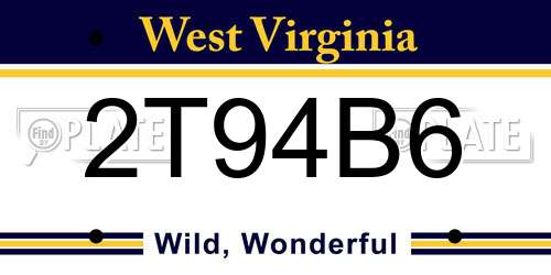 2T94B6 West Virginia License Plate