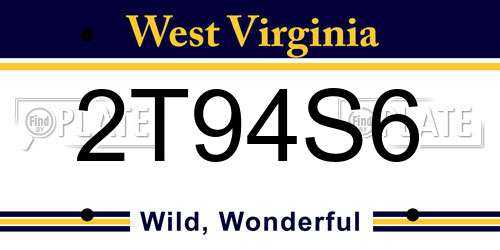 2T94S6 West Virginia License Plate