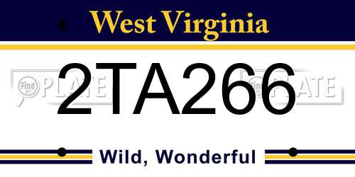 2TA266 West Virginia License Plate