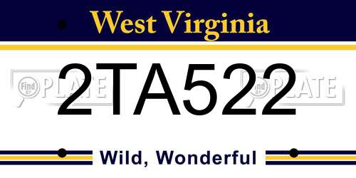 2TA522 West Virginia License Plate