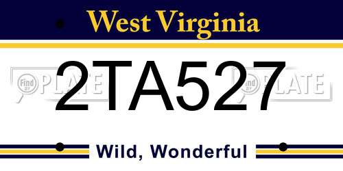 2TA527 West Virginia License Plate