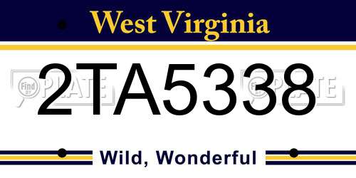 2TA5338 West Virginia License Plate