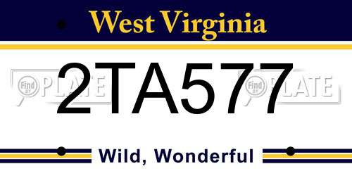 2TA577 West Virginia License Plate