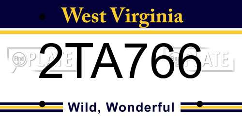 2TA766 West Virginia License Plate