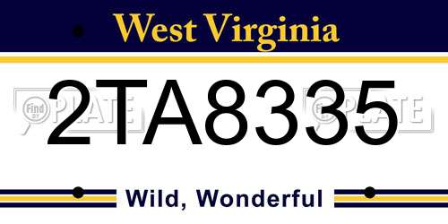 2TA8335 West Virginia License Plate