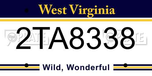 2TA8338 West Virginia License Plate