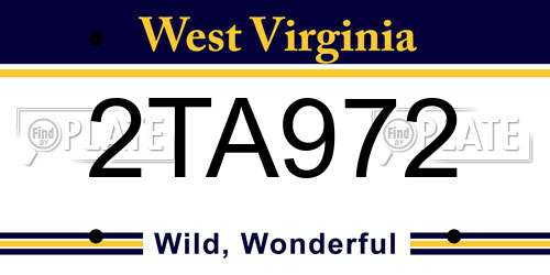 2TA972 West Virginia License Plate