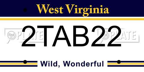 2TAB22 West Virginia License Plate