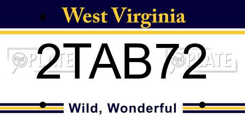 2TAB72 West Virginia License Plate