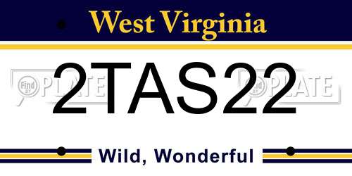 2TAS22 West Virginia License Plate