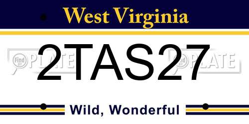 2TAS27 West Virginia License Plate