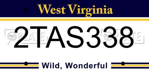 2TAS338 West Virginia License Plate