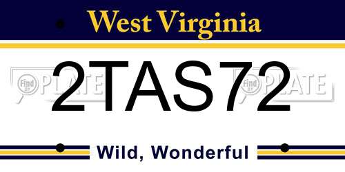 2TAS72 West Virginia License Plate