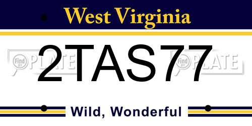2TAS77 West Virginia License Plate