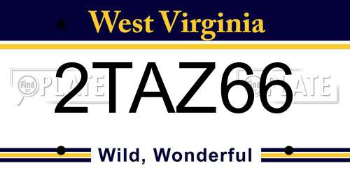 2TAZ66 West Virginia License Plate