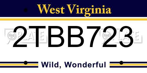 2TBB723 West Virginia License Plate