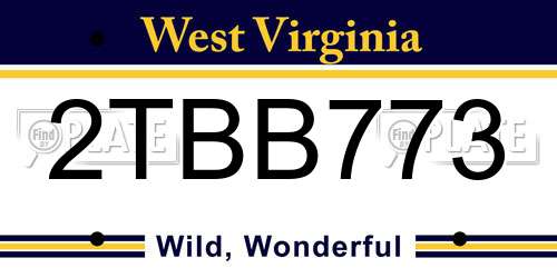 2TBB773 West Virginia License Plate