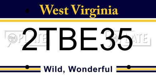 2TBE35 West Virginia License Plate