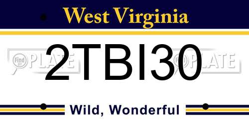 2TBI30 West Virginia License Plate