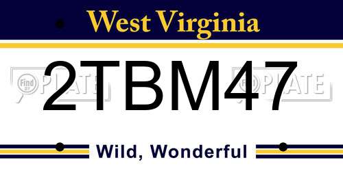 2TBM47 West Virginia License Plate