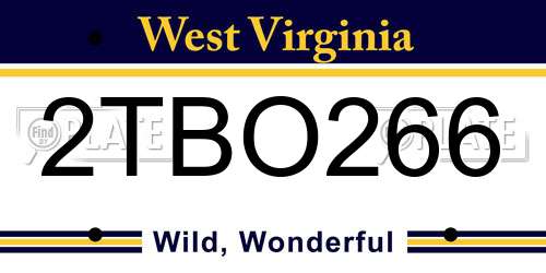2TBO266 West Virginia License Plate