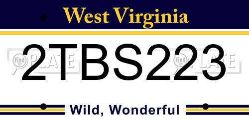 2TBS223 West Virginia License Plate