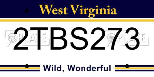 2TBS273 West Virginia License Plate