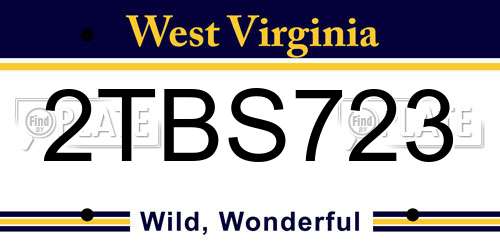 2TBS723 West Virginia License Plate