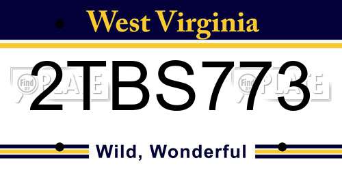 2TBS773 West Virginia License Plate