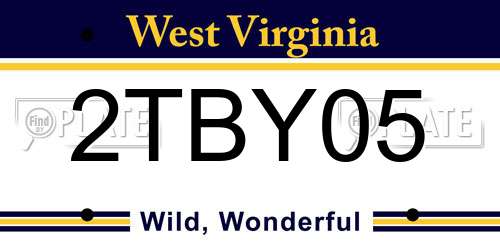 2TBY05 West Virginia License Plate