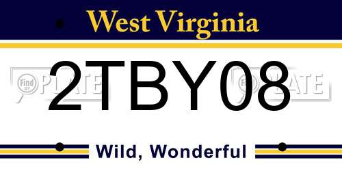 2TBY08 West Virginia License Plate