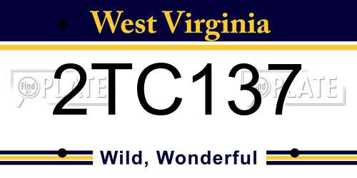 2TC137 West Virginia License Plate
