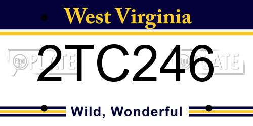 2TC246 West Virginia License Plate