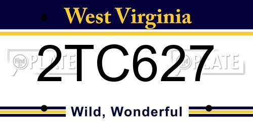 2TC627 West Virginia License Plate