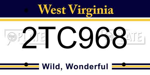 2TC968 West Virginia License Plate