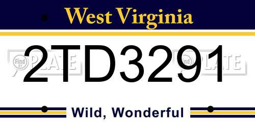 2TD3291 West Virginia License Plate