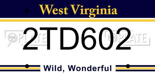 2TD602 West Virginia License Plate