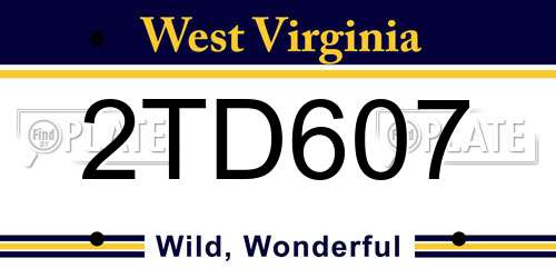 2TD607 West Virginia License Plate