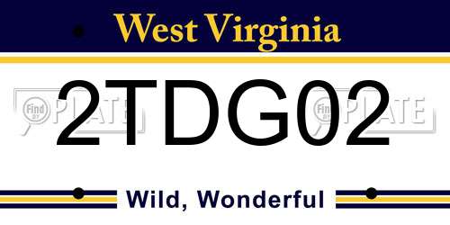 2TDG02 West Virginia License Plate