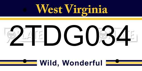 2TDG034 West Virginia License Plate