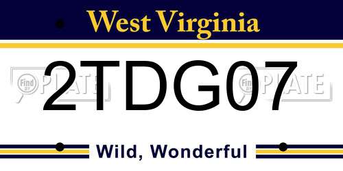 2TDG07 West Virginia License Plate