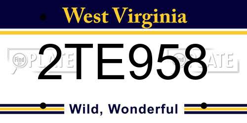 2TE958 West Virginia License Plate