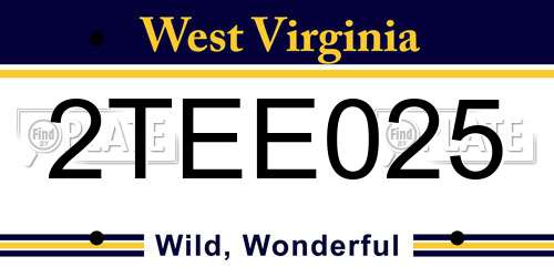 2TEE025 West Virginia License Plate